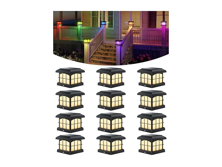 PARTPHONER Solar Post Cap Lights 9 Color