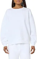 florence by mills Women's Cozy Crush Oversized Crewneck Sweatshirt, Bright White, X-Large