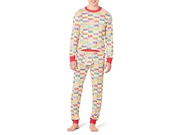 Amazon Essentials Disney | Marvel | Star Wars Men's Snug-Fit Cotton Pajama Sleep Sets, Marvel Holiday Bricks, X-Large