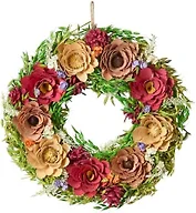 National Tree Company 17 inch Artificial Spring Wood Curl Wreath, Realistic Floral Decoration for Front Door or Indoor Décor
