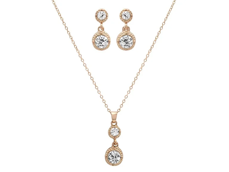 Crystal Drop Necklace & Earrings Set