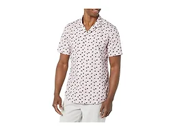 Amazon Essentials Men's Vacation Cotton Button-Down Short Sleeve Resort Shirt, Lavender Palm Leaf Print, X-Small