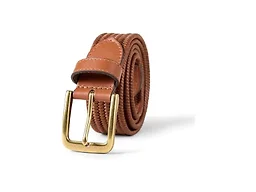 Amazon Essentials Men's Tubular Stretch Weave Belt, Tan, 34