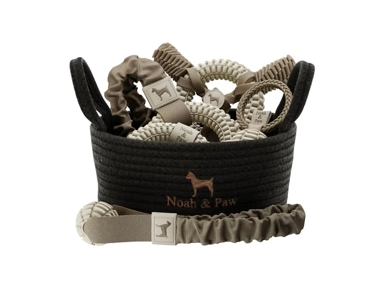 NOAH & PAW Luxury Dog Toy Gift Basket- Beige Rubber