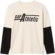 GAP Boys' Long Sleeve Layered Tee, Ivory Frost, M