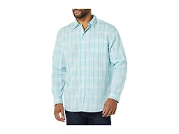 Amazon Essentials Men's Long-Sleeve Slim-Fit Stretch Poplin Shirt Shirt, Light Blue/White, Plaid, X-Large