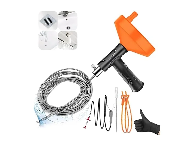 33 Feet Drain Snake Auger, Plumbing Snake Drain Hair Clog Removal