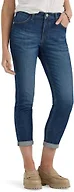 Lee Women's Legendary Mid Rise '90s Taper Jean, Dark Stream, 14 Long