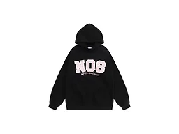 Aelfric Eden Womens Oversized Graphic Hoodies Y2k Flower Embroidery Number Print Pullover Hooded Sweatshirt Unisex Black Small