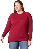 Amazon Essentials Women's Regular-Fit Soft Touch Crewneck Long-Sleeve Sweater, Dark Red, Large