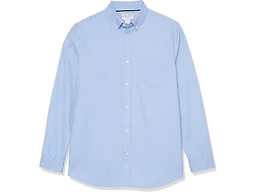 Amazon Essentials Men's Slim-Fit Long-Sleeve Stretch Oxford Cloth Shirt with Pocket, Collared, Powder Blue, Medium
