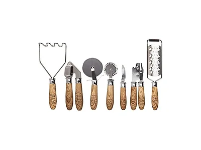 7 Pc Wood & Steel Kitchen Gadget Set