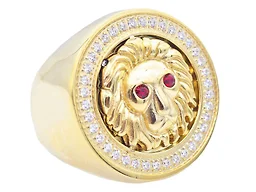 Blackjack Jewelry S-BJZ63G-8 8 Gold Stainless Steel Red CZ Lion Ring Gold