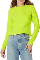 Amazon Essentials Women's Long Sleeve Cable Knit Sweater, Lime Green, Medium