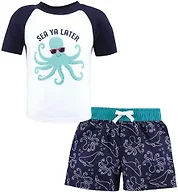 Hudson Baby Unisex Baby Swim Rashguard Set, Sea Octopus, 6-9 Months