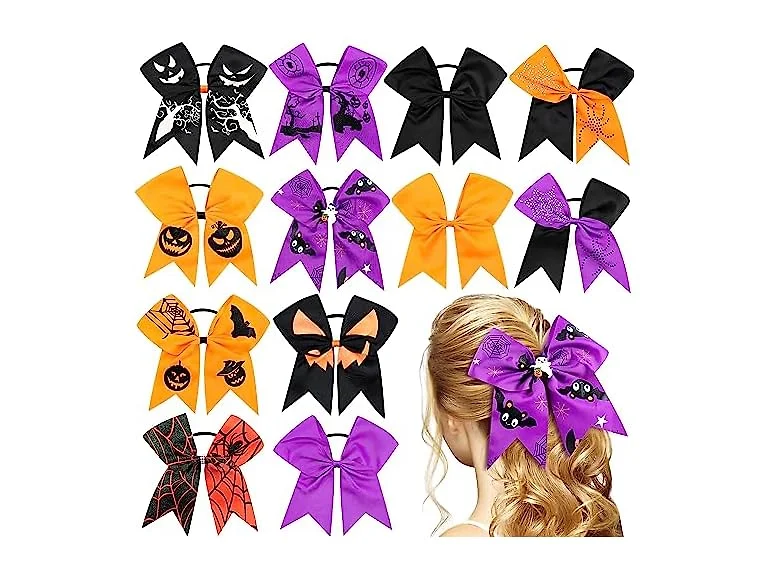 12 Pcs Halloween Cheer Hair Bows