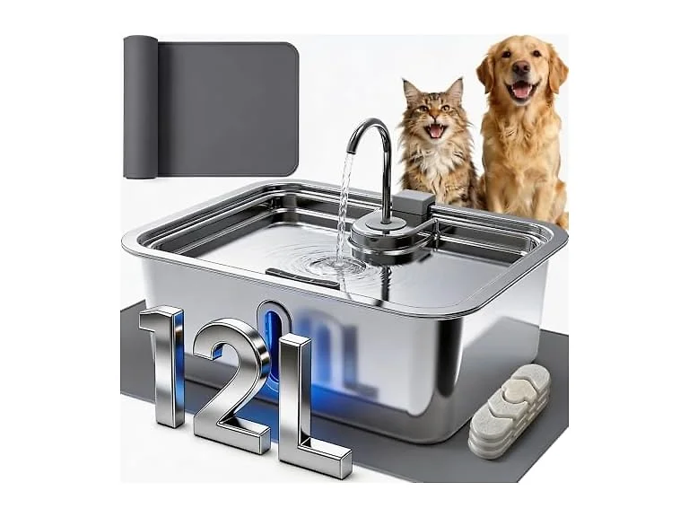 3.17Gal/12L Dog Water Fountain with Silicone