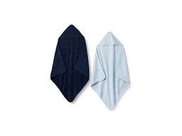 Amazon Essentials x Sofia Grainge Unisex Babies' Hooded Bath Towel, Pack of 2, Light Blue/Navy, One Size