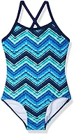 Kanu Surf Girls' Layla Beach Sport Banded 1-Piece, Kirsten Blue Chevron, 8