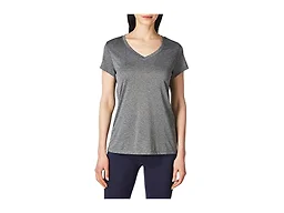 Hanes womens Sport Heathered Performance V-neck Tee Shirt, Ebony Heather, Large US