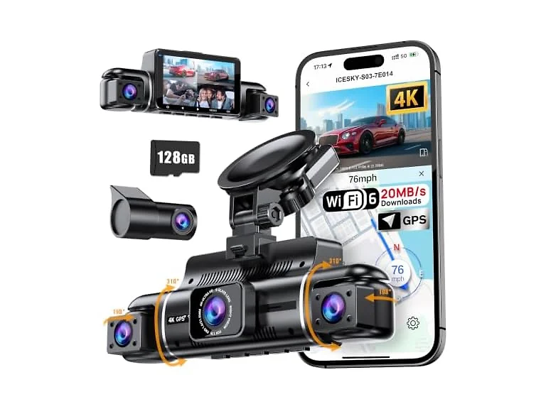 Icesky 4K Dual Dash Cam GPS WiFi 6