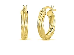 Yeidid Italian 925 Sterling Silver 20mm Swirled Hoop Earrings Plated in 18K Yellow Gold
