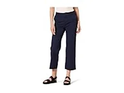 Amazon Essentials Women's High-Rise Slim-Fit Stretchy Ankle-Length Wide-Leg Khaki Pant, Navy, 8