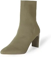 The Drop Women's Jane High Heel Pull-on Sock Boot, Olive Knit, 8.5