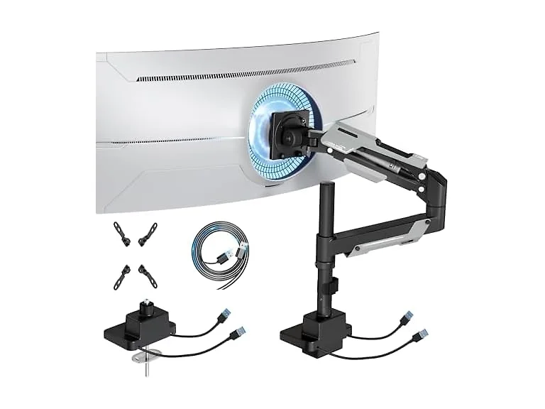ARES WING 24" to 57" Black Ultrawide Monitor Arm with USB