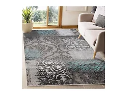 Distressed Abstract Damask Indoor Area Rug, 8'x10', Rivulet - Superior