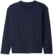 GAP Boys' Long Sleeve Everyday Soft Henley, Tapestry Navy, Medium