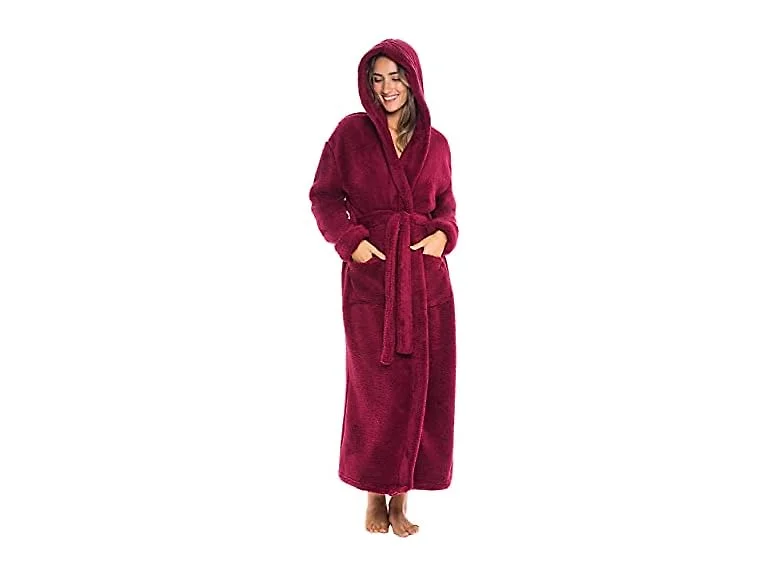 Alexander Del Rossa Women (M) Sherpa Hooded Robe