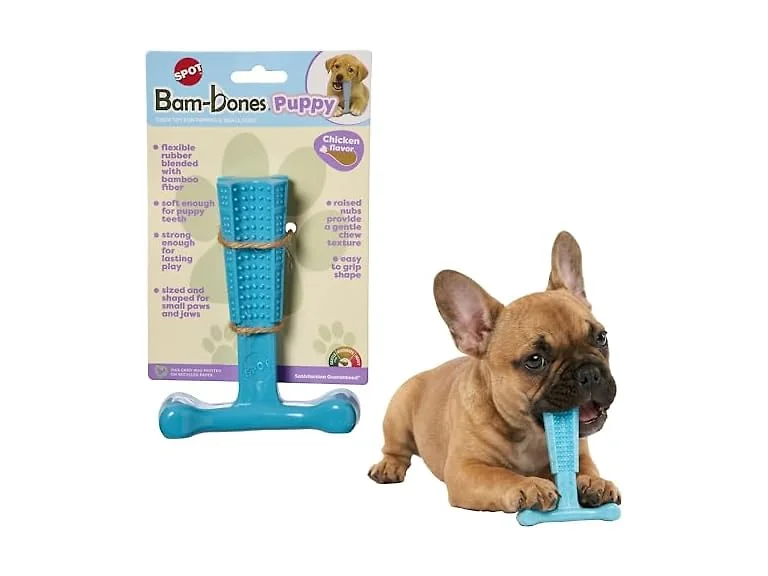 SPOT Bam-Bones Puppy T-Bone Dog Chew Toy, Chicken Flavor