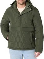 Amazon Essentials Men's Anorak Hooded Quarter-Zip Puffer Coat, Dark Olive, Small