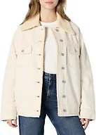 Amazon Essentials Women's Oversized-Fit Faux-Shearling Lined Denim Jacket, Ecru, Large