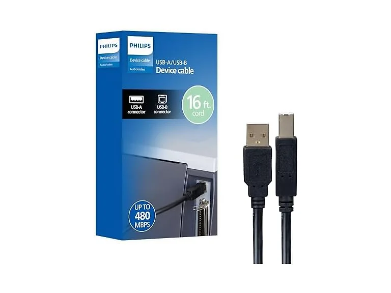 Philips USB-A to USB-B Printer Cable