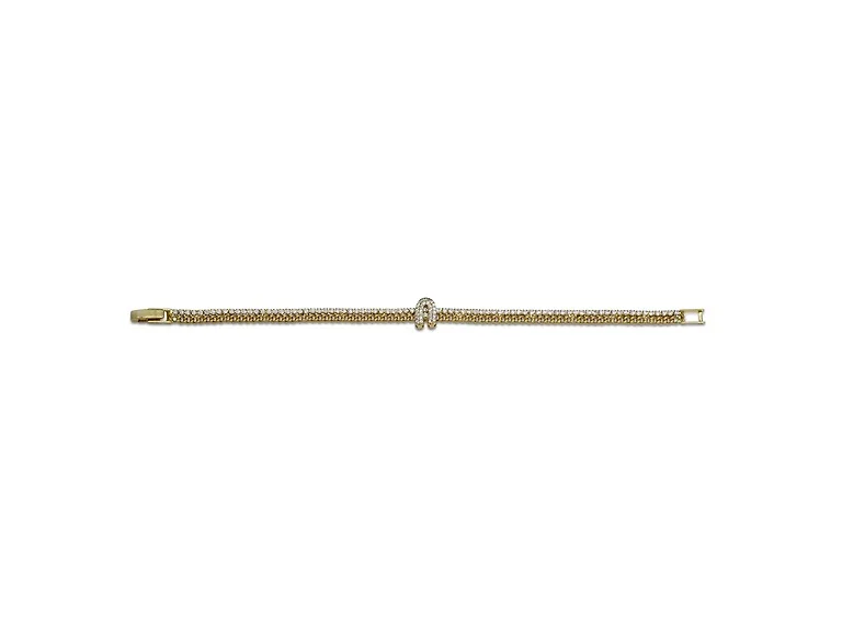 18K Gold Initial Tennis Cuban Bracelet
