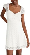 AEROPOSTALE Women's Knit Eyelet Short Sleeve Mini Dress, Ivory
