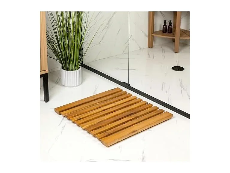 JONATHAN Y Acacia Wood Slat Bath Mat 2x2