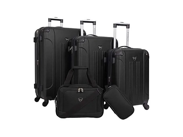Travelers Club Hardside Luggage, Black, 5 Piece Set