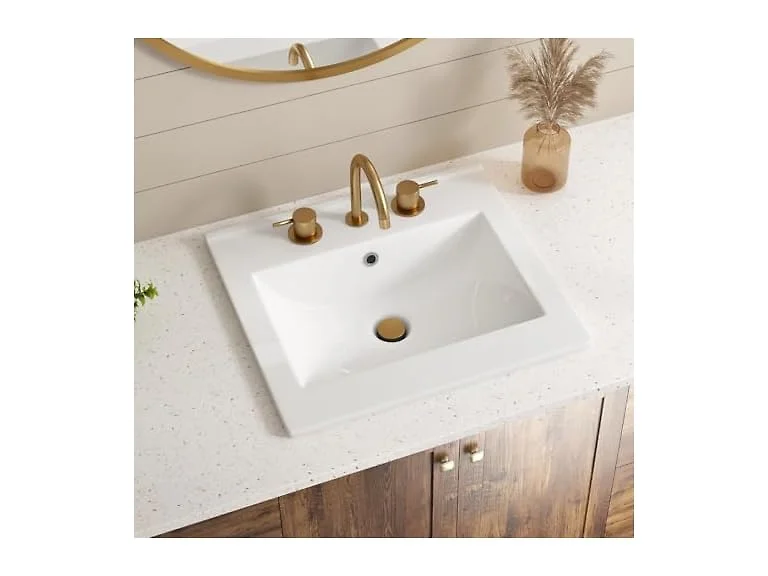 20"W x 18"D Drop In Bathroom Sink with Single Faucet Hole