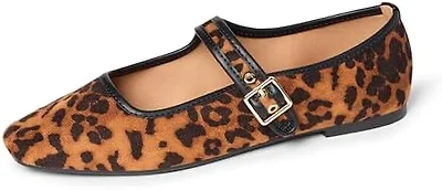 The Drop Women's Levina Flat, Leopard Microsuede, 6