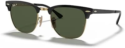 Ray-Ban RB3716 187/58 51 51-21-145 Ray-Ban RB3716 Clubmaster Metal Square Sunglasses BLACK ON ARISTA/G-15 Green Polarized