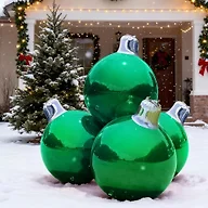 4PCS 35.4in Inflatable Mirror Ball, Big Inflatable Shinny Christmas Balls with Air Pump Reusable Large PVC Xmas Balloon for Christmas, Event Decoration, Party, Wedding Decor