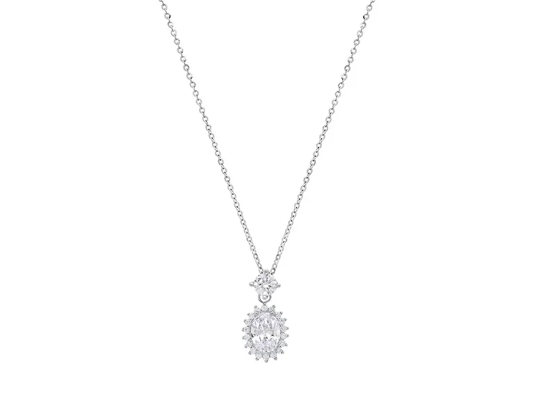 Moissanite Diamond Oval Halo Necklace