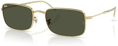 Ray-Ban RB3746 001/31 56 56-20-145 Ray-Ban Rb3746 Rectangular Sunglasses Gold/G-15 Green
