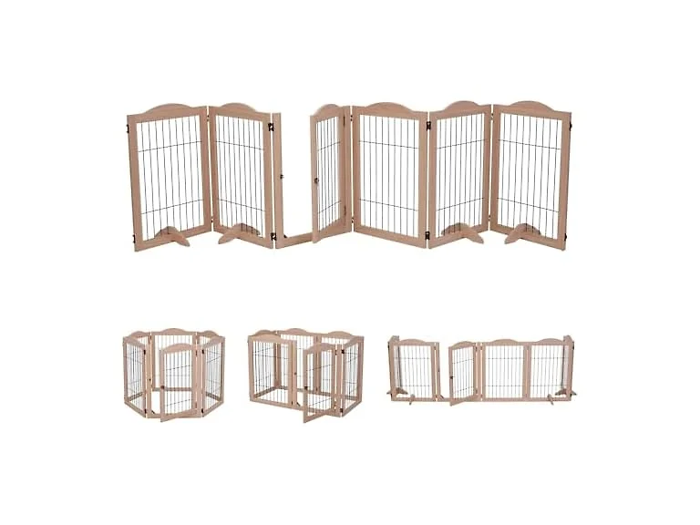 Arf Pets Dog Gates With metal 6 Panels Walnut