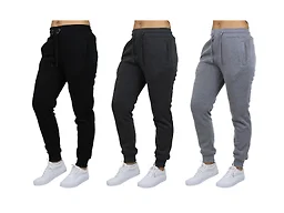 BLUE ICE WC-----(Women's 3Pack) - JWH/WFP-400 - BCH - S Small 3PK Womens Loose Fit Fleece Joggers Black - Charcoal - Heather Grey