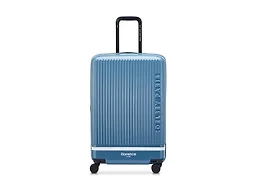 florence by mills Spin Me Away Hardside Expandable Luggage with Spinner Wheels, Zinc Blue, Checked-Medium 24 Inch
