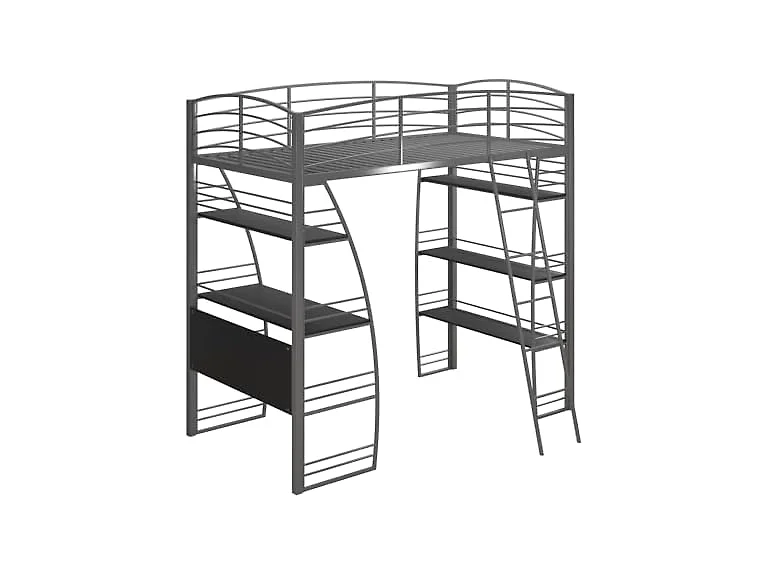DHP Studio Loft Bunk Bed Over Desk and Bookcase